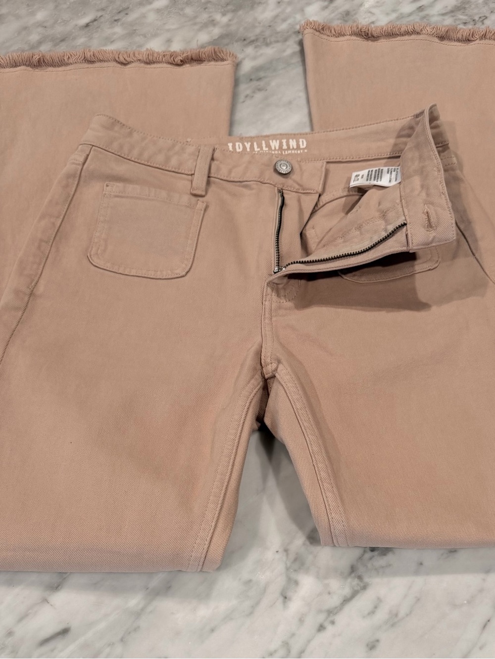 IDYLLWIND sz 4 High-Rise Beige Tan Flare Jeans cowgirl ranch western - Picture 5 of 7